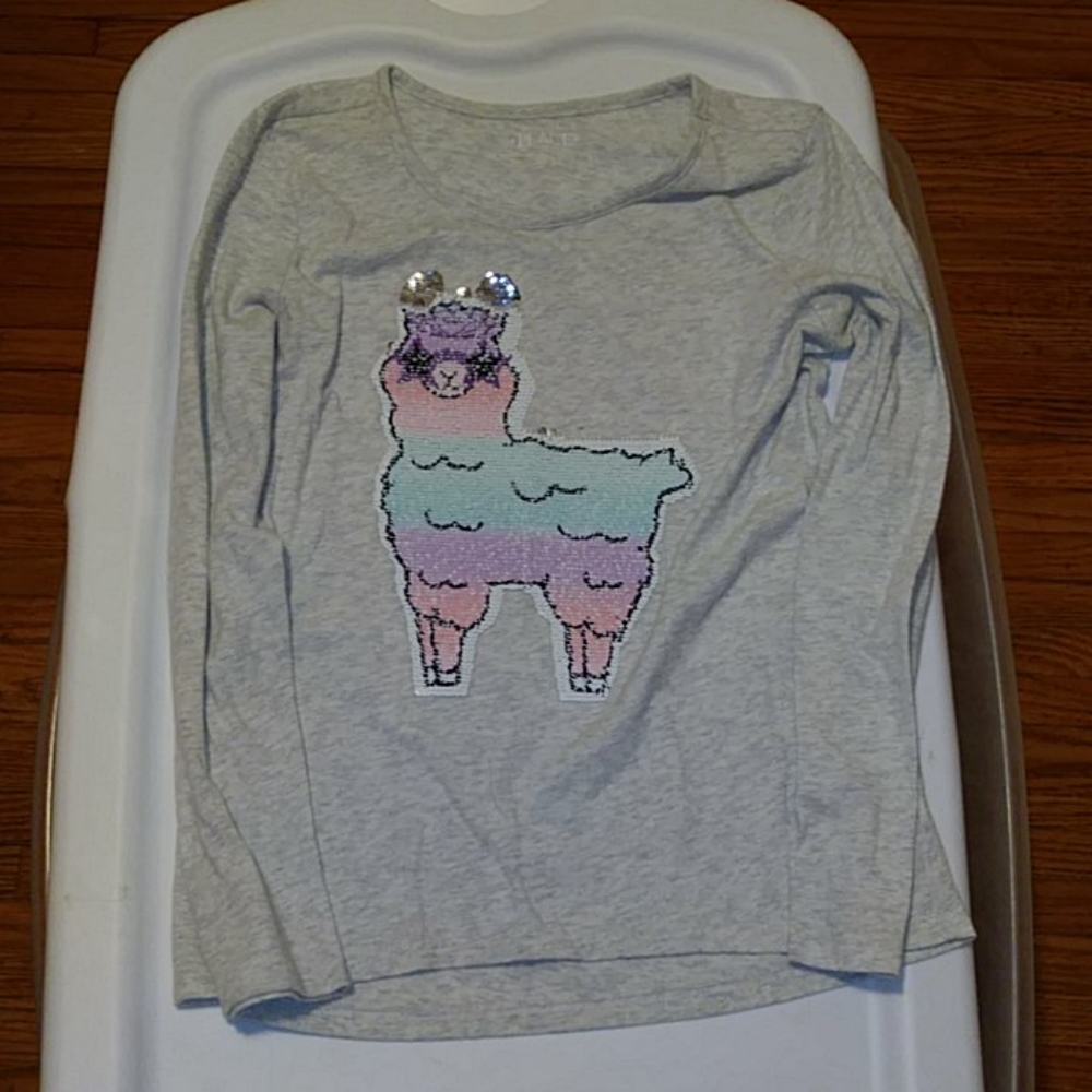 Girls pink and purple llama shirt XL 14